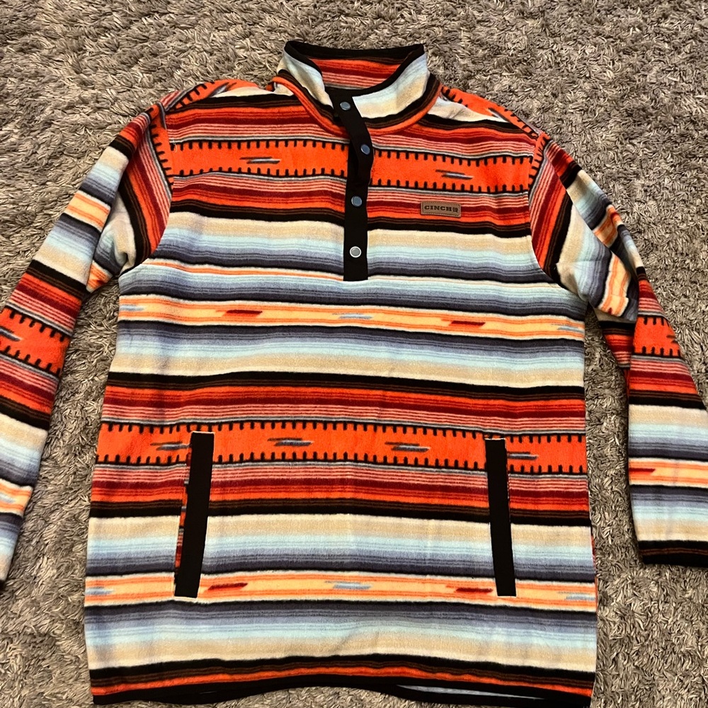 Cinch Orange print pullover